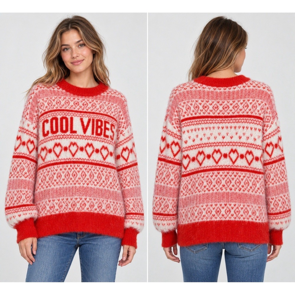 Aerie Cool Vibes Sweater Fair Isle Oversized NWT XXS